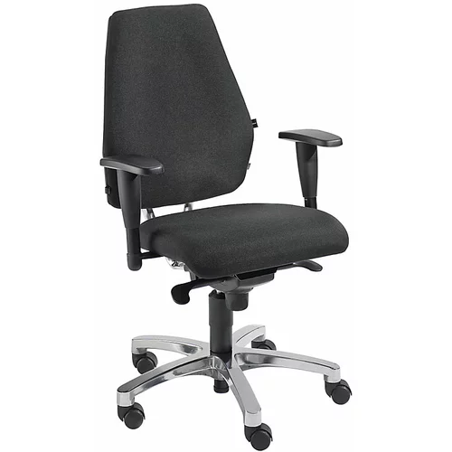 Top Star Udoben vrtljiv stol, točkovna sinhrona mehanika, ploski sedež z zaokrožitvijo v predelu kolen in Body Balance Tec®, črna