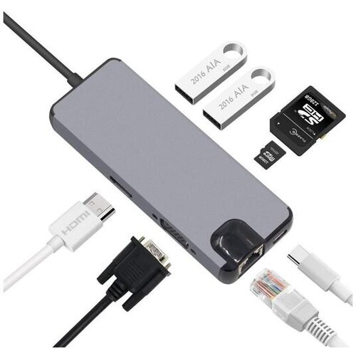  adapter Type C na RJ45 LAN HDMI VGA 2xUSB 3 0 PD SD microSD 8u1 JWD TC32 Cene