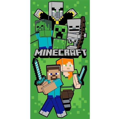 Jerry Fabrics Zeleni pamučan dječji ručnik 70x140 cm Minecraft Let&amp;acute;s Survive &amp;ndash; Slike