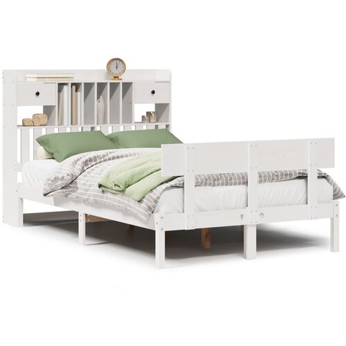 Maison Chic Posteljni Okvir - Dvoposteljna postelja brez vzmetnice bela 135x190 cm trdna borovina, (22082066) Slike