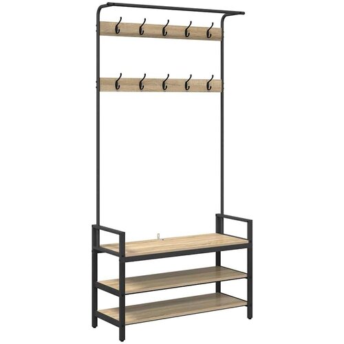 VidaXL Obe&amp;scaron;alnik za pla&amp;scaron;če s polico sonoma hrast 95 x 34 x 184 cm Slike