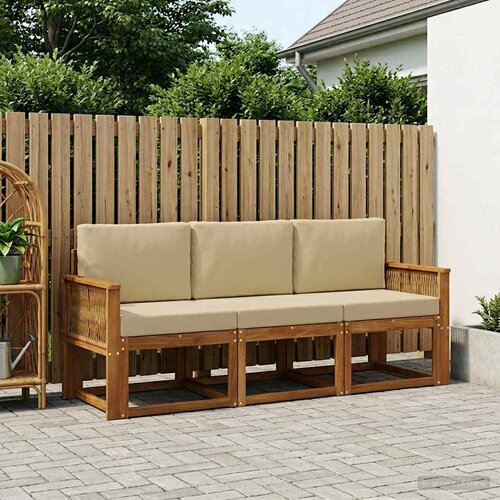  Set vanjskih sofa 3 pcs Prirodna i bež Poliester Slike