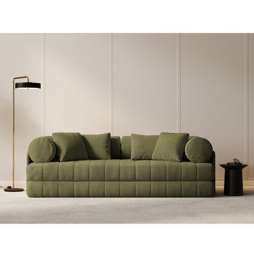 Cosmopolitan Design Zelena žametna raztegljiva sedežna garnitura 206 cm Kemi &amp;ndash; Slike