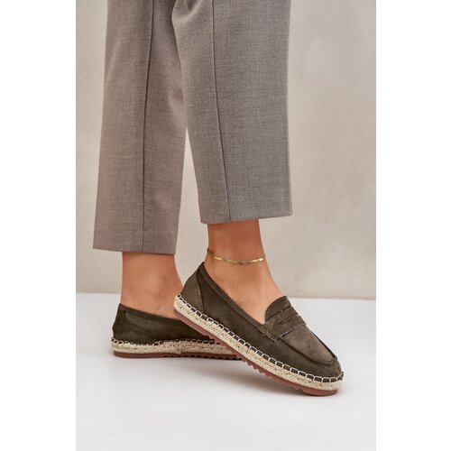 PH2 Womens espadrilles with jute weaving on flat sole dark green Shilova Slike