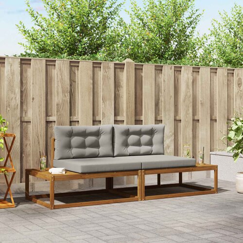  Set vanjskih sofa s jastukom Prirodna i svijetlo siva Cene