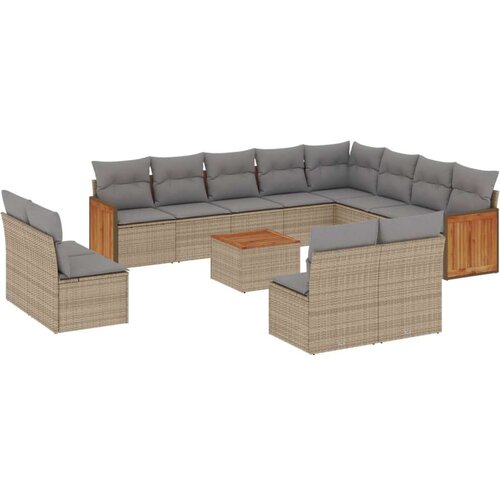 vidaXL 13-dijelni set vrtnih sofa s jastucima poliratan Bež Cijene