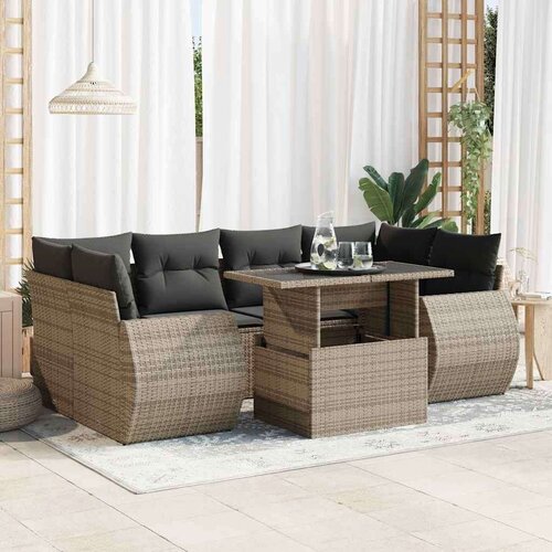VidaXL 7-dijelni set vrtnih sofa sivi od poliratana Slike