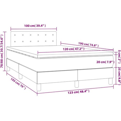 VidaXL Krevet box spring s madracem tamnosivi 120 x 190 cm bar&amp;scaron;un Slike