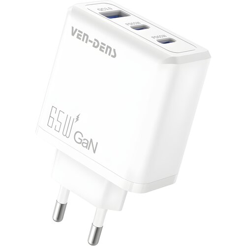 Ven-Dens GaN Brzi punjač s 3 - Portnim Izlazom - 65W - Bijela Cene