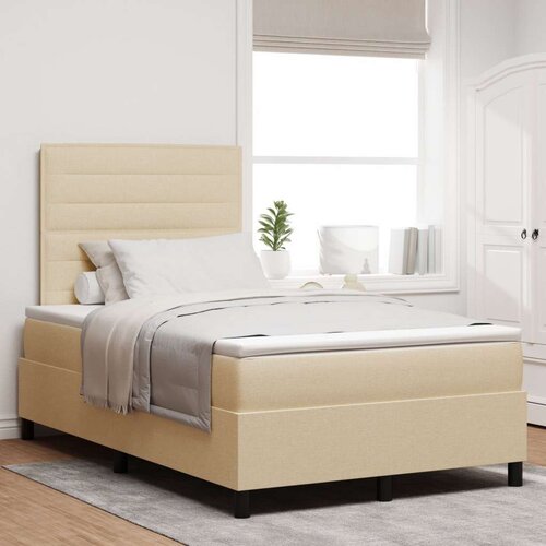 Box Spring krevet s madracem krem 120x200 cm tkanina Slike