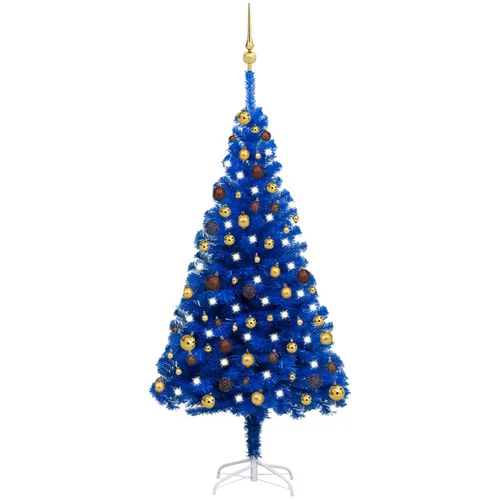  Umjetno božićno drvce LED s kuglicama plavo 150 cm PVC