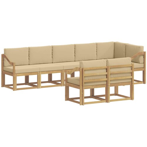 vidaXL Zunanja garnitura za sedenje 8 pcs Bela in bež Poliester, (5000270895) Cene