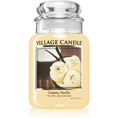 Village Candle Creamy Vanilla dišeča sveča (Glass Lid) 602 g