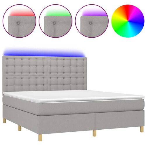 Maison Chic Box spring postelja - Vzmetna postelja z vzmetnico LED sv. siva 160x200 cm blago SL3091, (21906735) Cene