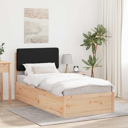 vidaXL Posteljni okvir z oblazinjenim vzglavjem Črna 90 x 190 cm Cene