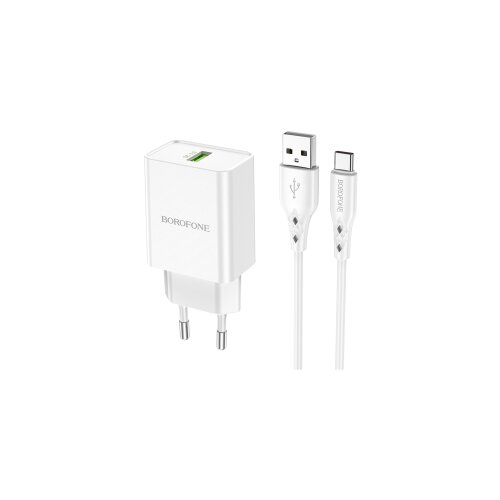  USB punjač sa kablom 1m USB to Type-C 1m BOROFONE BN5 Sunlight single port QC3.0 set white Cene