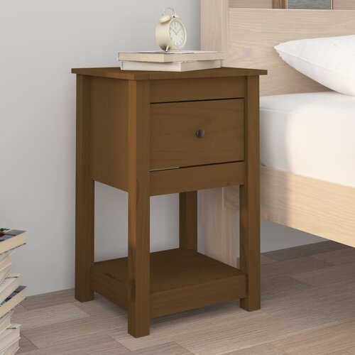 The Living Store Nočna omarica medeno rjava 40x35x61,5 cm trdna borovina - Nočna Omarica, (21430398) Slike