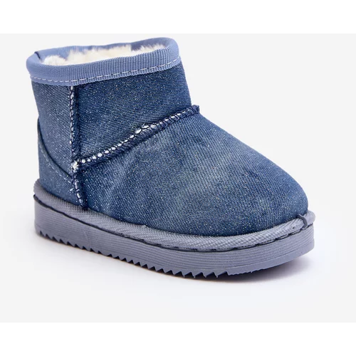 Kesi Children's snow boots with glitter, Blue Sulinne