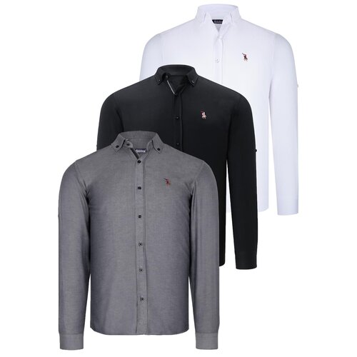 Dewberry TRIPLE SET G674 MENS SHIRT-BLACK-WHITE-SMOKED Cijene