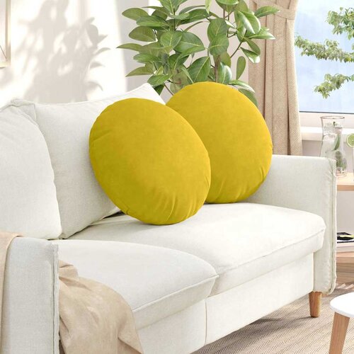  Jastučići za sjedenje 2 pcs Žuta Ø50 x 19 cm Baršun Cene