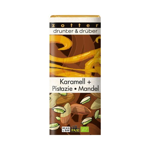 BIO čokolada drunter & drüber - "Karamela + pistacija/mandelj" Cene