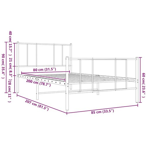  okvir kreveta uzglavlje i podnožje crni 80x200 cm Slike