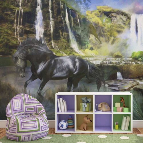  Tapeta - Horse on the background of sky-blue waterfall 350x270 Slike