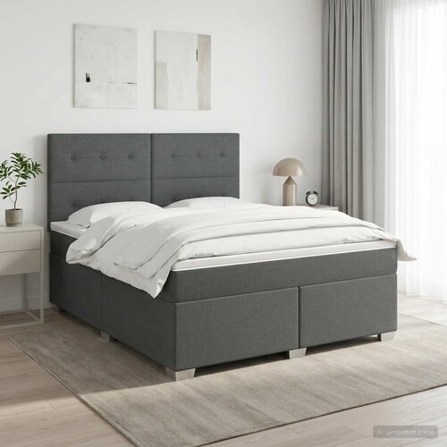  Boxspring krevet s madracem Tamnosiva 160 x 200 cm Tkanina 200 x 160 x 140.5 cm Cene