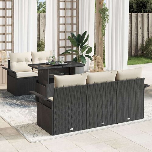  Set od 6 komada vrtnih sofa s jastučićima crna poli ratan Slike