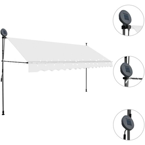  Tenda na ručno uvlačenje s LED svjetlima 350 cm krem Slike