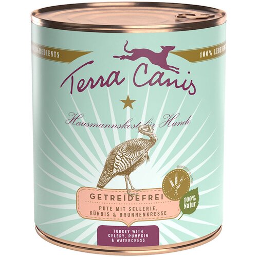 Terra Canis brez žit 6 x 800 g - Puran z zeleno, bučo in vodno kre&amp;scaron;o Slike