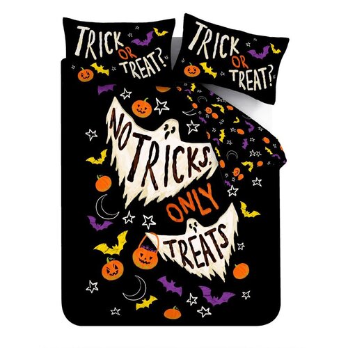 Catherine Lansfield Črna enojna posteljnina 135x200 cm Halloween Trick or Treat – Cene