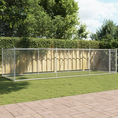 VidaXL Kavez za pse s vratima sivi 6 x 2 x 1 5 m od pocinčanog čelika Slike