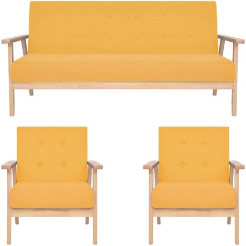  3-dijelni set sofa od tkanine žuti Cene
