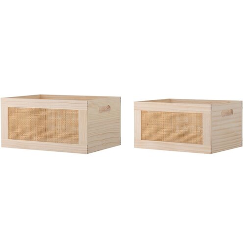 Bloomingville Dekorativne drvene kutije za pohranu u setu 2 kom u prirodnoj boji 39x29x20 cm Piana – Cijene