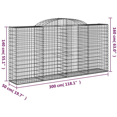  Lučne gabionske ko&amp;scaron;are 17kom 300x50x140/160cm pocinčano željezo Slike