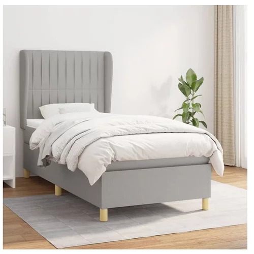  Box spring postelja z vzmetnico svetlo siva 80x200 cm blago