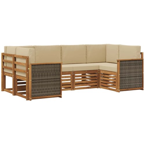 vidaXL Kotna sedežna garnitura z blazino 5 pcs Naravna, (5000283433) Cene