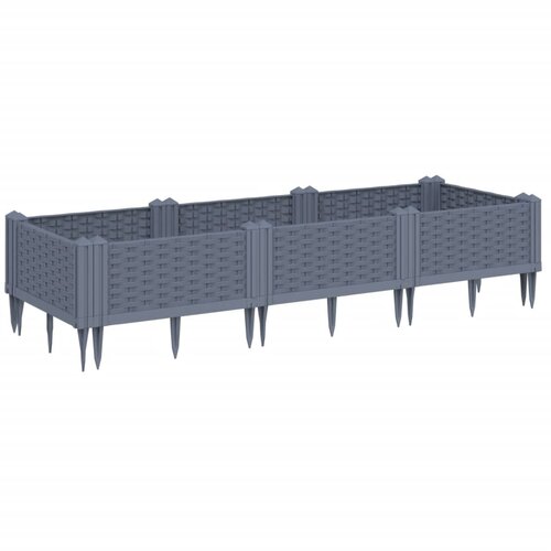 Maison Chic Cvetlično korito - Cvetlični Lonec z zatiči sivo 125x40x28,5 cm PP, (21790519) Slike