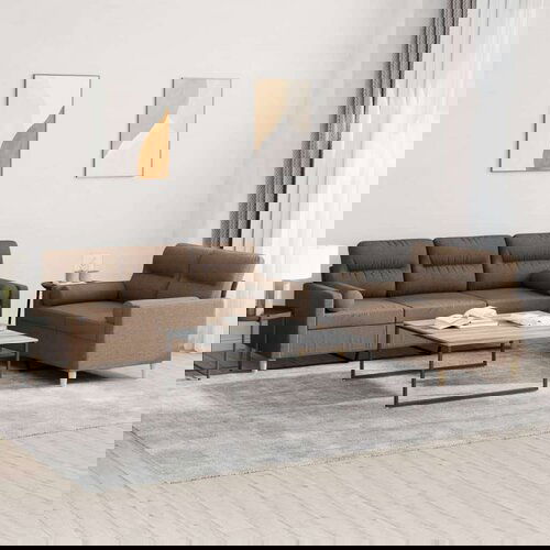  2-dijelni set sofa s jastucima smeđi od tkanine Cijene
