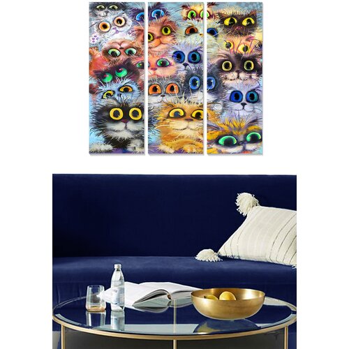 Wallity MDF1019005447 multicolor decorative mdf painting (3 pieces) Cene