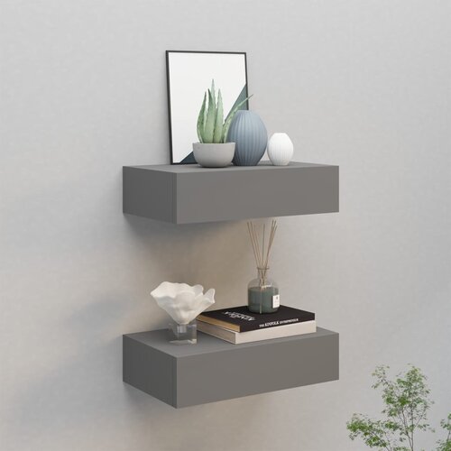  Zidne police s ladicama 2 kom sive 40 x 23,5 x 10 cm MDF Cijene