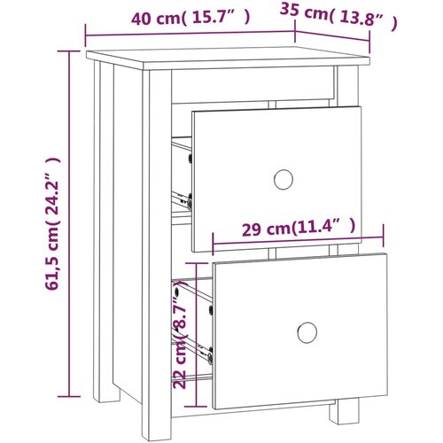 Maison Chic Noćni ormarić boja meda 40x35x61,5 cm od masivne borovine Slike