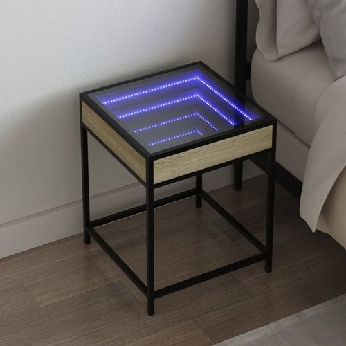 vidaXL Nočna mizica z neskončnimi LED sonoma hrast 40x40x51 cm Cene