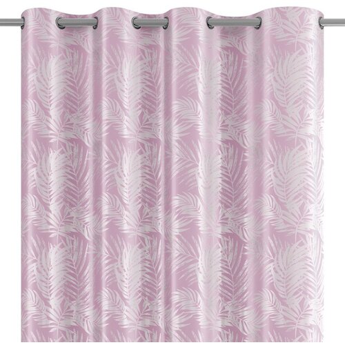 Curtain SILVERLEAVES color powder pink printed style glamor silver eyelets velvet 140x245 AmeliaHome Slike