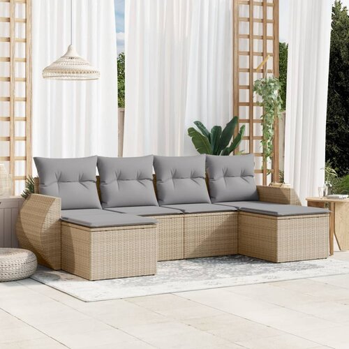 vidaXL 6-dijelni set vrtnih sofa s jastucima bež od poliratana Cijene