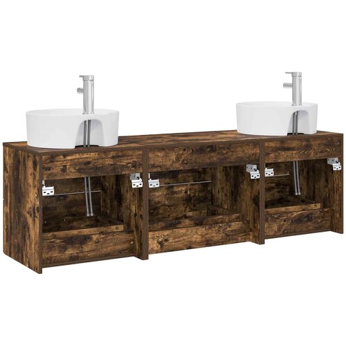  Set ormarića za kupaonicu 3 kom. Dimljeni hrast Smeđa 62,5 x 44,5 x 50 cm Slike