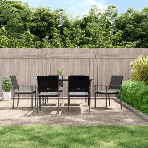 VidaXL Vrtne stolice s jastucima 6 kom crne 54x62 5x89 cm poliratan Slike