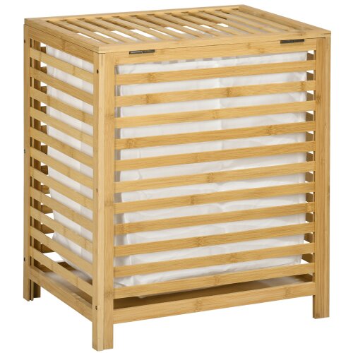 Nesta Bambusova ko&scaron;ara za perilo 55 L s pokrovom in snemljivo vrečo, naravna, 50 x 36 x 60 cm, za kopalnico in spalnico, (5000493122) Cene