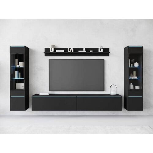Livetastic Dnevni Regal Vera, Črna, 4-Delno, Led Slike